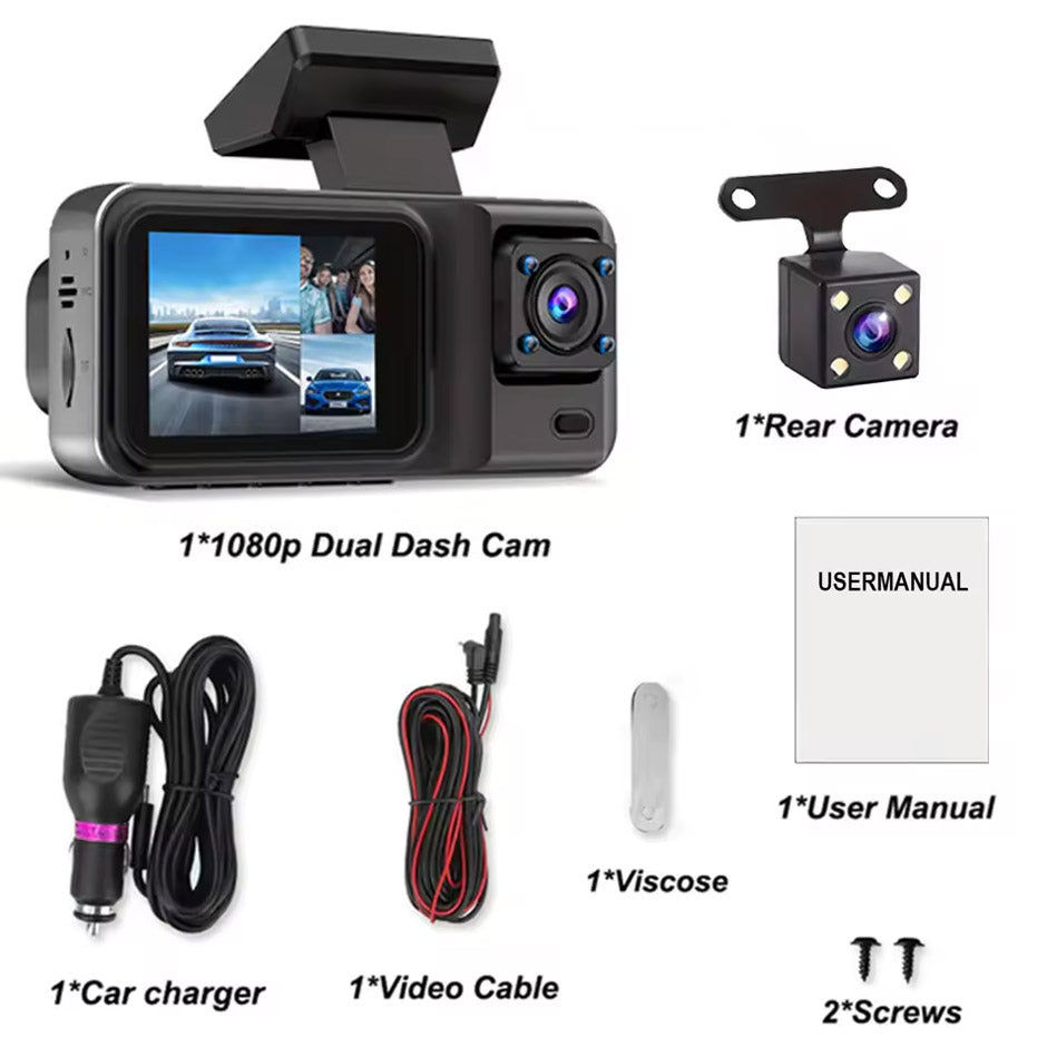 3-Channel Dash Cam 1080P Video Recorder