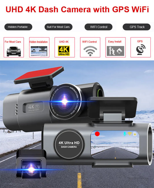 EyeonRoad 2-Channel 4K UHD Dash Cam with GPS and WiFi support