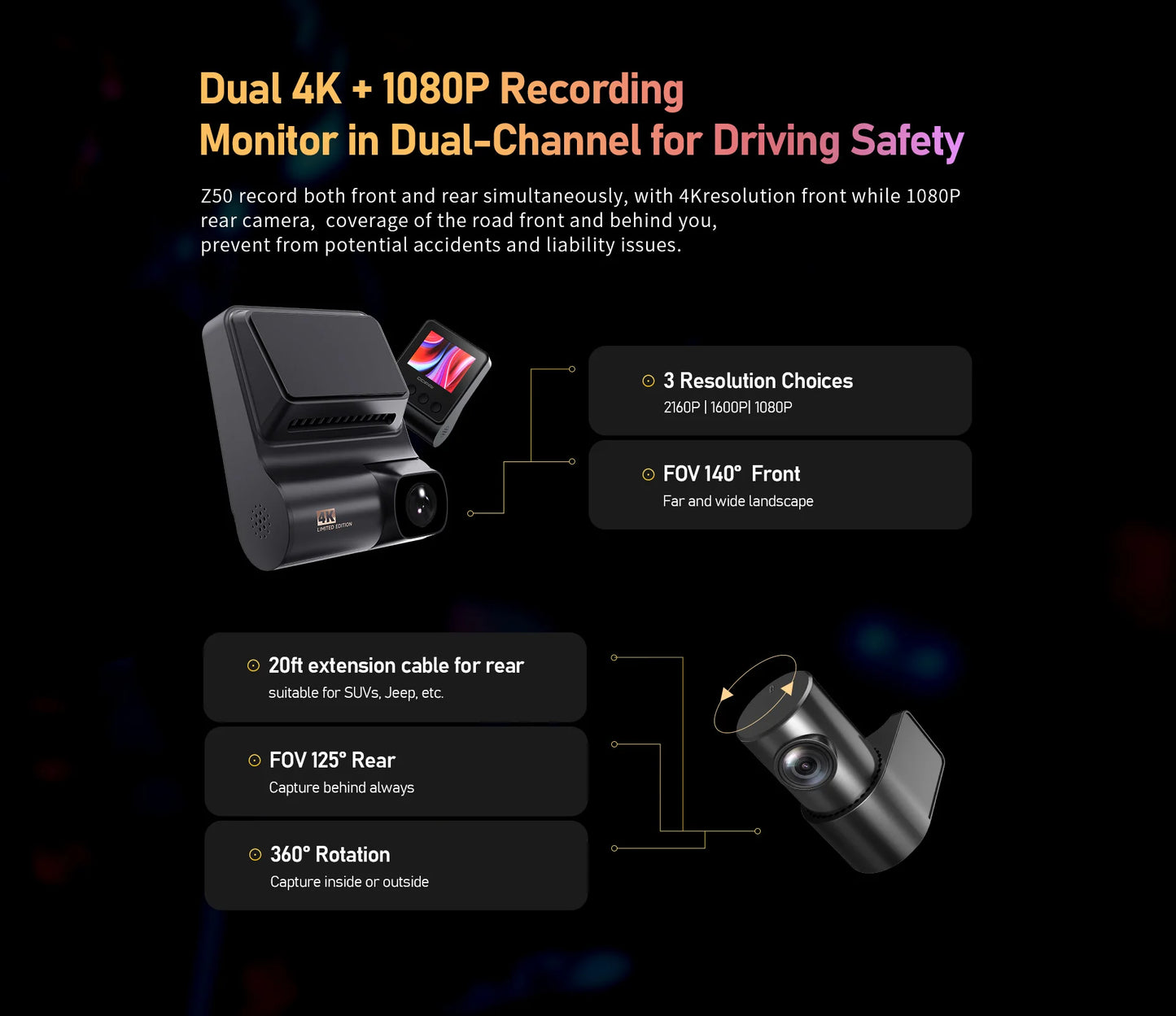 DDPAI Z50 2-Channel 4K Dash Cam