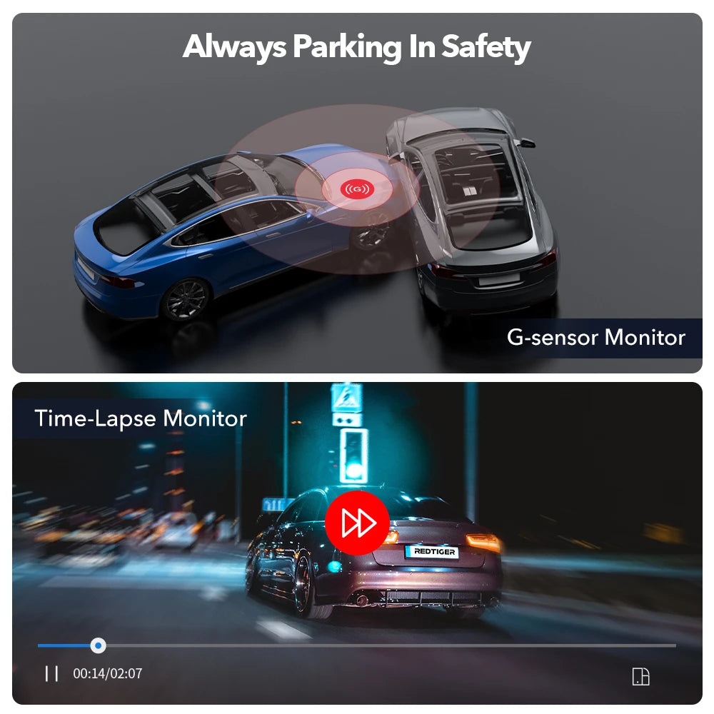 REDTIGER F9 4K Front and 1080P Rear WiFi GPS Dash Camera