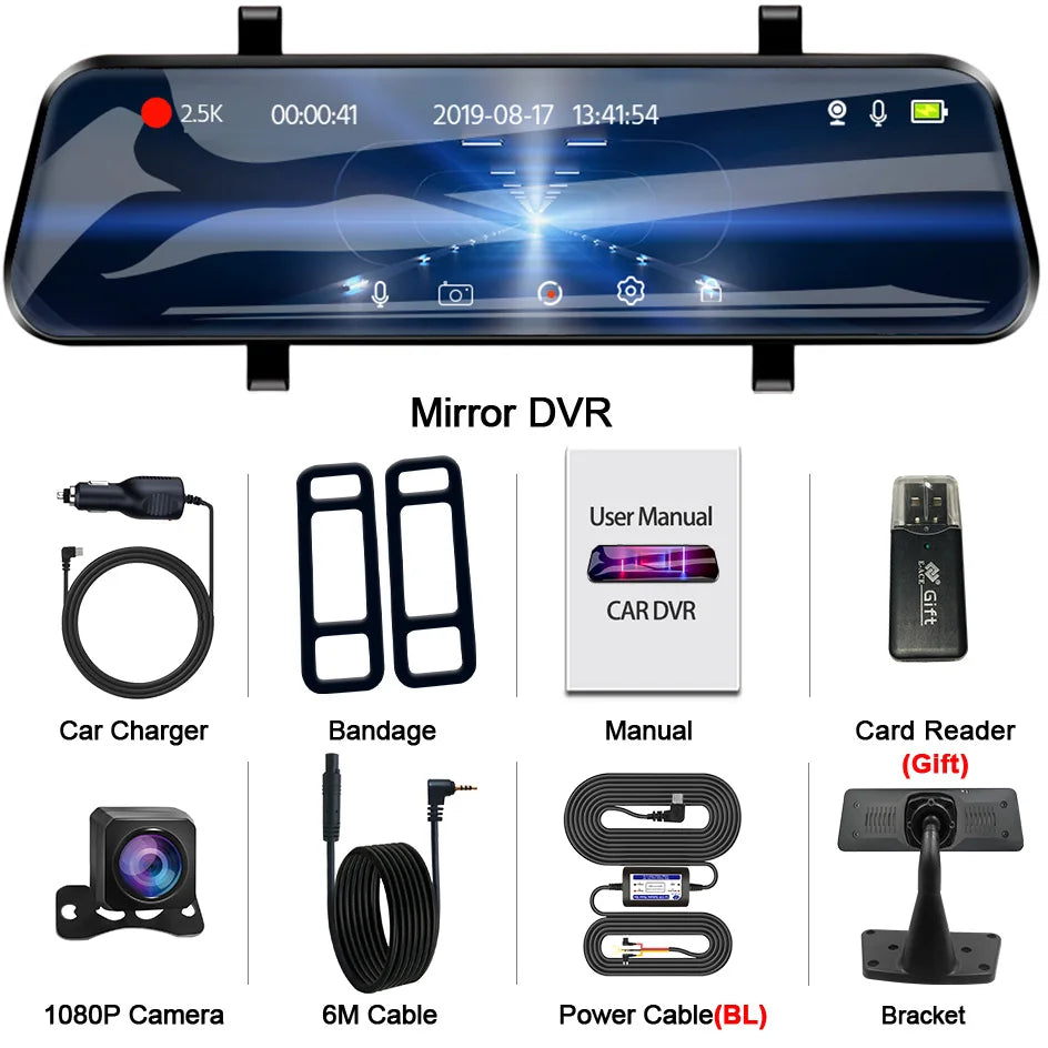 ACCEO A37 2.5K Mirror Dash Cam With Rear View Camera and WiFi support