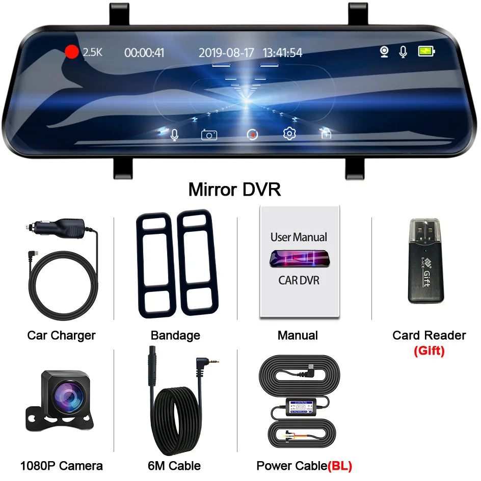 ACCEO A37 2.5K Mirror Dash Cam With Rear View Camera and WiFi support