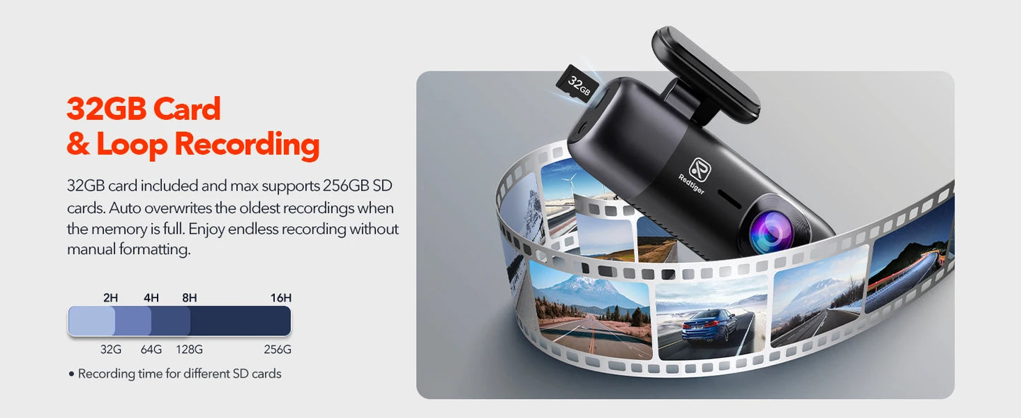 REDTIGER F9 4K Front and 1080P Rear WiFi GPS Dash Camera