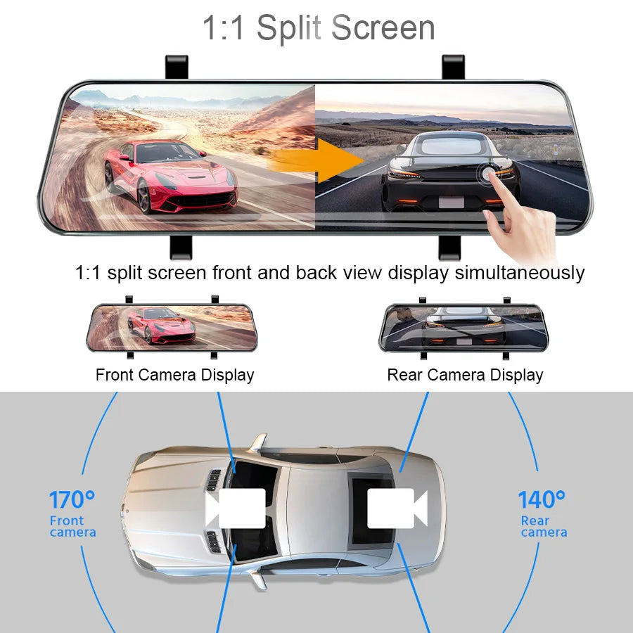 ACCEO A37 2.5K Mirror Dash Cam With Rear View Camera and WiFi support