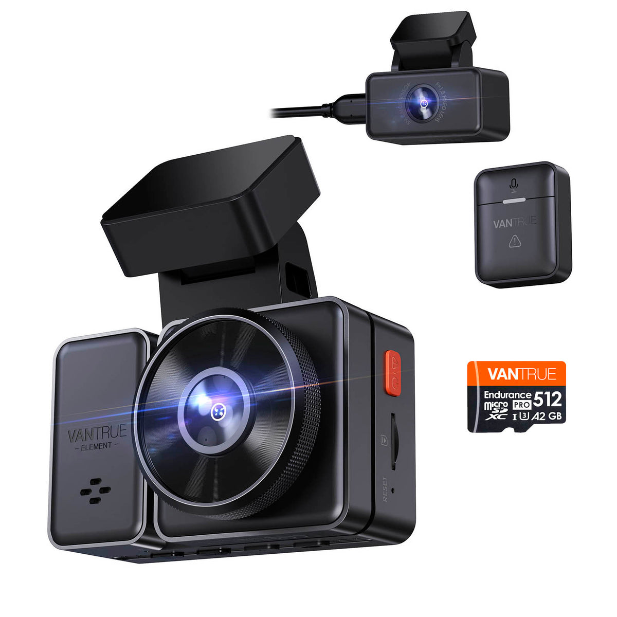 Vantrue Element 2 (E2) 2.7K Dual Dash Cam with 5GHz Wi-Fi & GPS