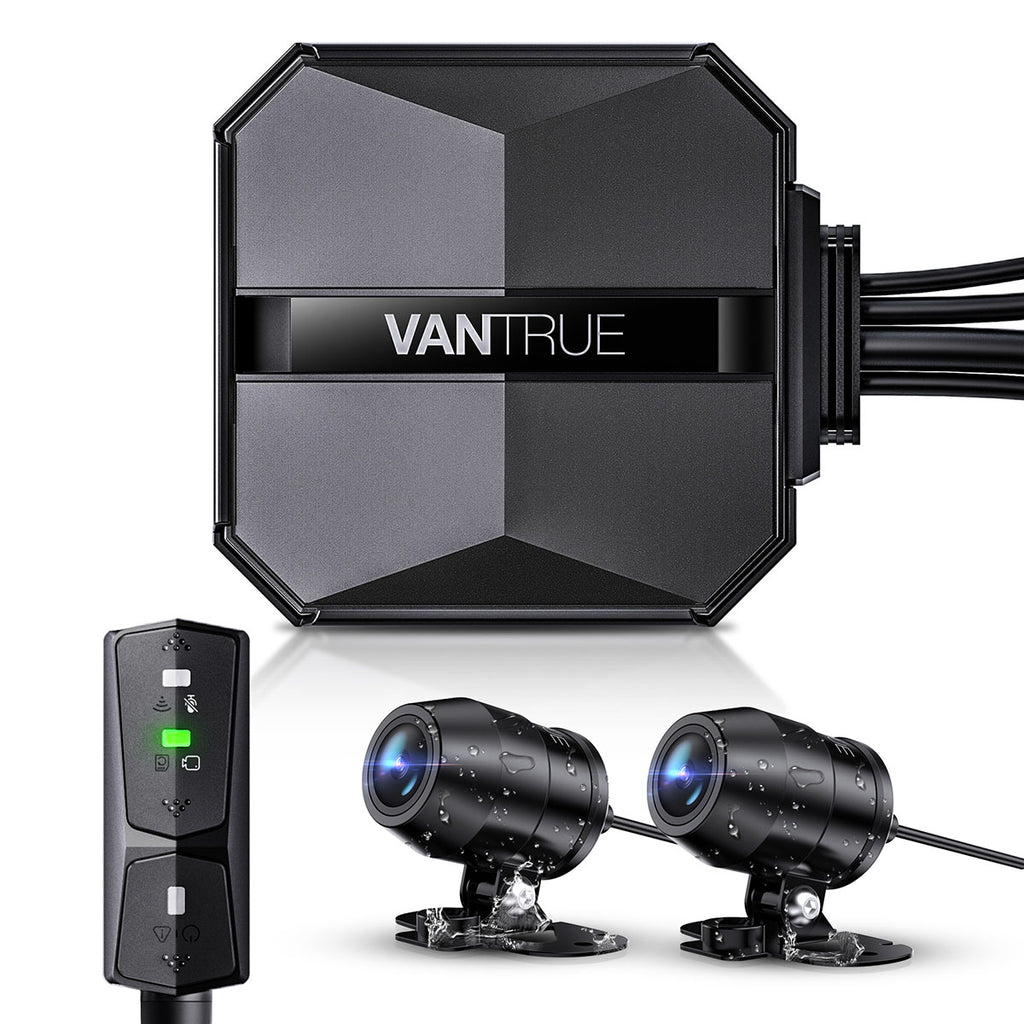 Vantrue F1 Motorcycle 4K Front and Rear Dash Cam GPS Full Body Waterproof Wi-Fi 160°Wide Angle 24h Parking Mode Wired Controller