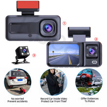 Load image into Gallery viewer, EyeonRoad R3 3-Channel Dash Cam 1080P Video Recorder