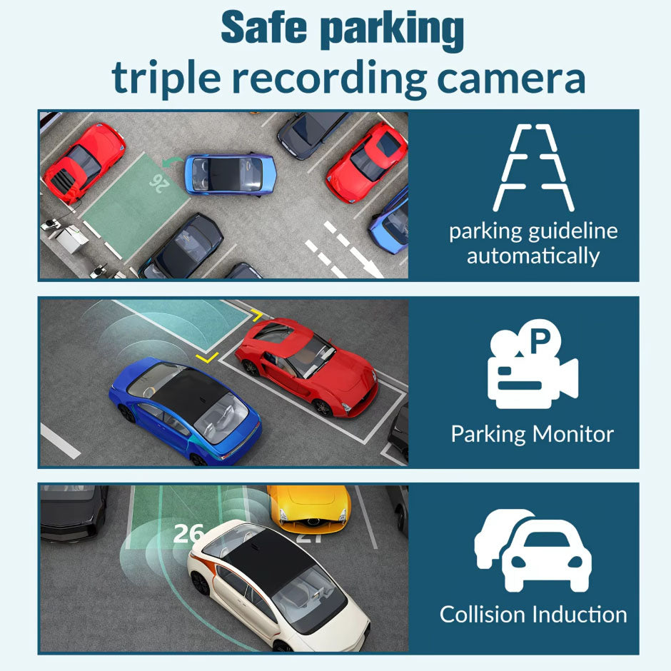 EyeonRoad R3 3-Channel Dash Cam 1080P Video Recorder