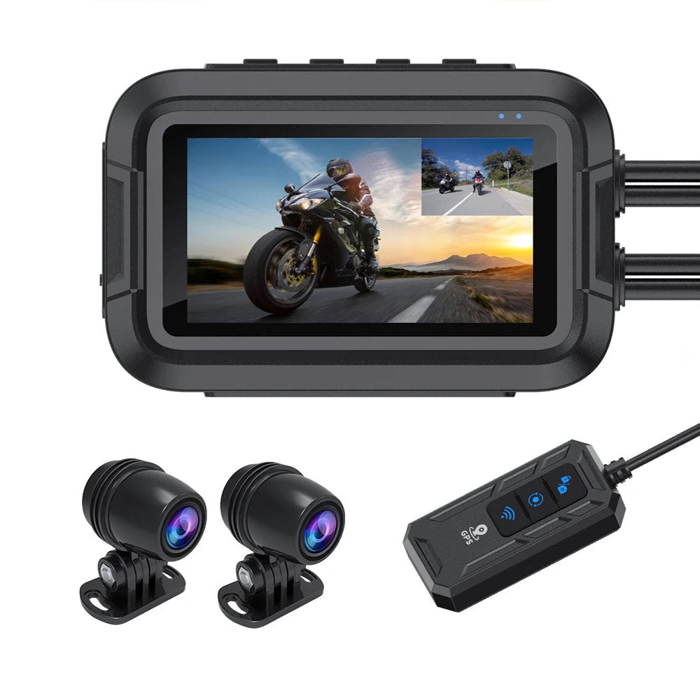 Eyeonroads M1 Motorcycle Dash Cam Dual 1080P, Built-in WiFi GPS, IP67 Waterproof, Night Vision, Support up to 128GB Card
