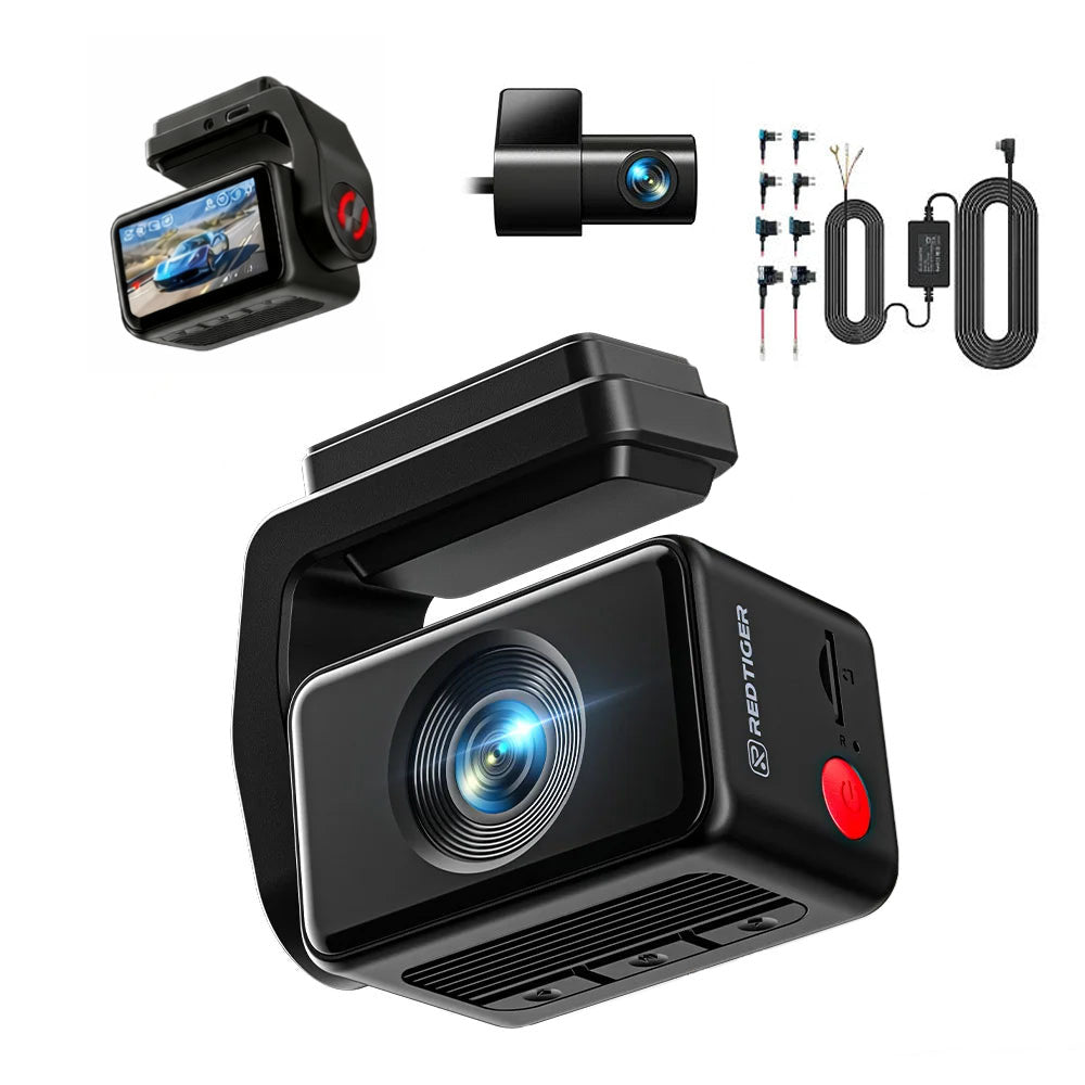 REDTIGER A4 4K Dash Cam | 4K/1080P Dual Cam 64GB Card