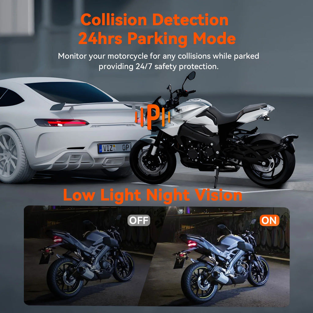 Vantrue F1 Motorcycle 4K Front and Rear Dash Cam GPS Full Body Waterproof Wi-Fi 160°Wide Angle 24h Parking Mode Wired Controller