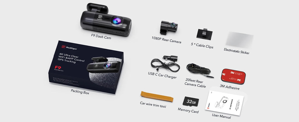 REDTIGER F9 4K Front and 1080P Rear WiFi GPS Dash Camera