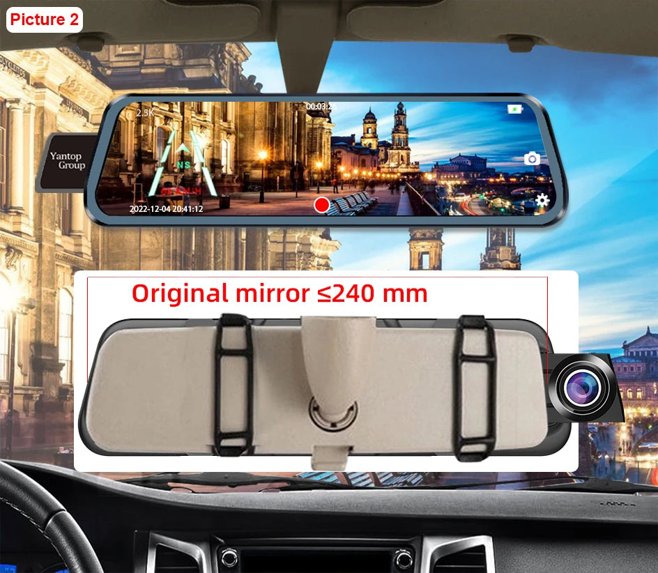 EyeonRoad A37 2.5K Mirror Dash Cam With Rear View Camera and WiFi support