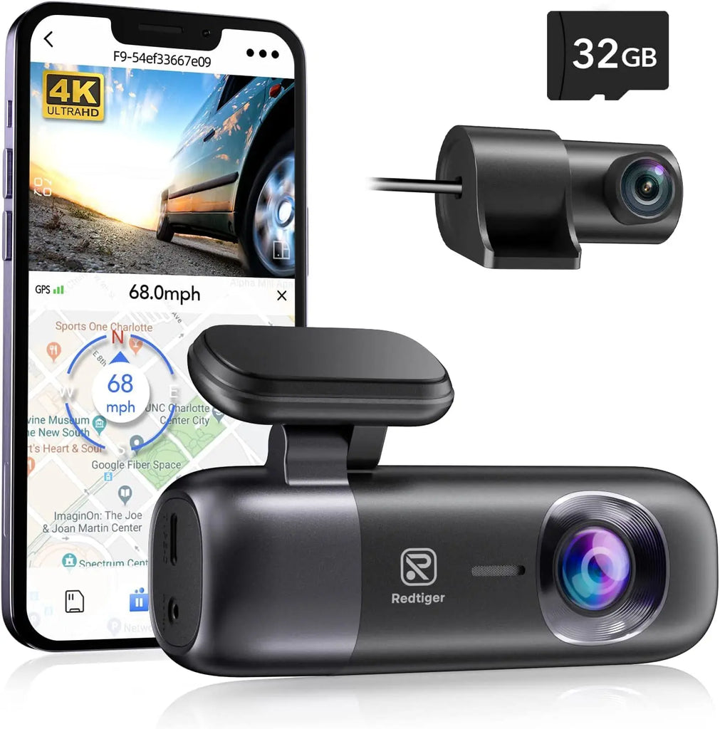 REDTIGER F9 4K Front and 1080P Rear WiFi GPS Dash Camera