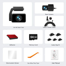 Load image into Gallery viewer, REDTIGER A4 4K Front + 1080P Rear WiFi GPS Voice Control Dash Cam