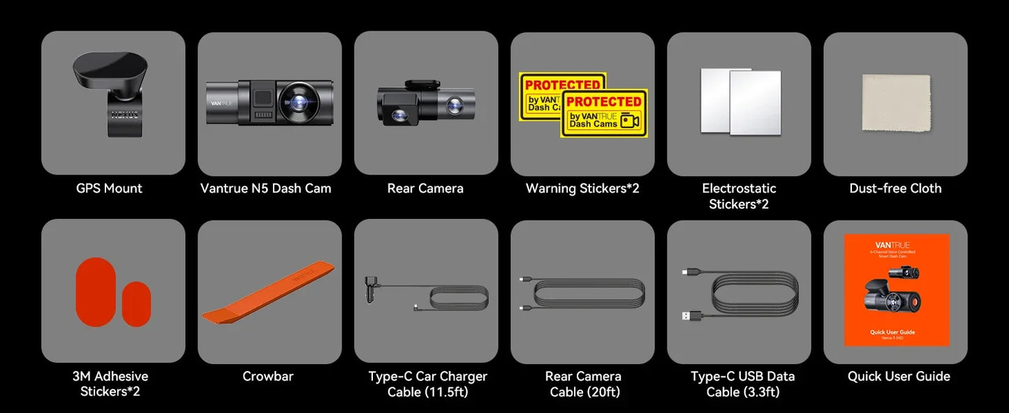 Vantrue N5 4 Channel DashCam  WiFi 360°