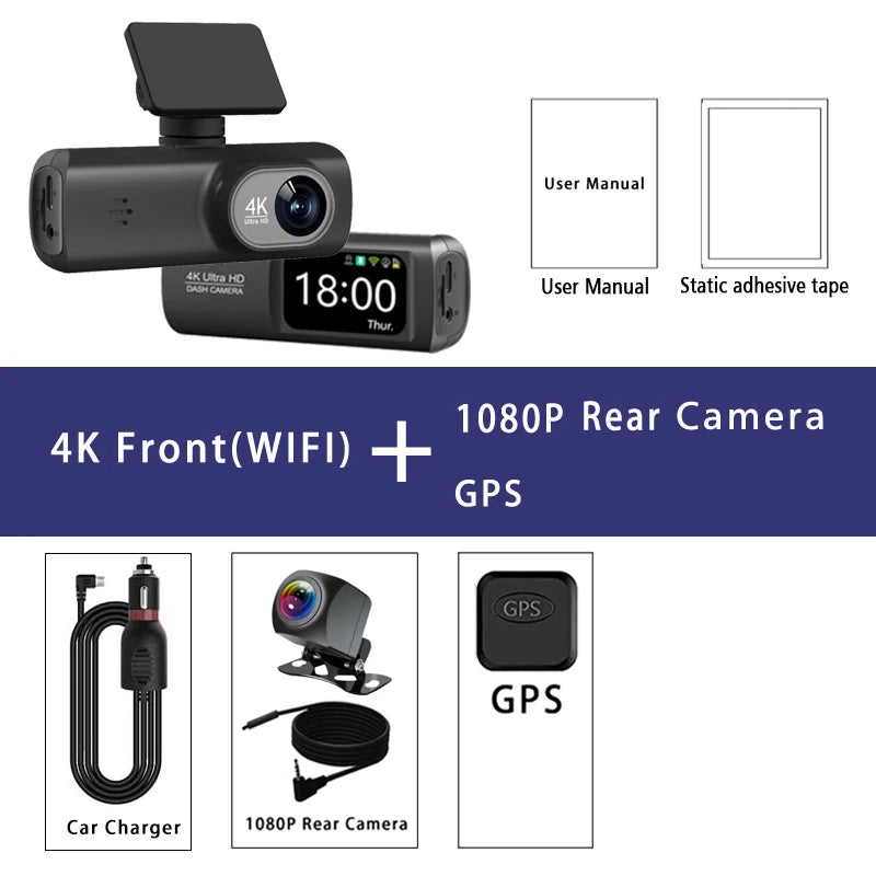 REDTIGER F9 4K Dash Cam | 4K/1080P Dual Cam, WiFi GPS & 32GB Card