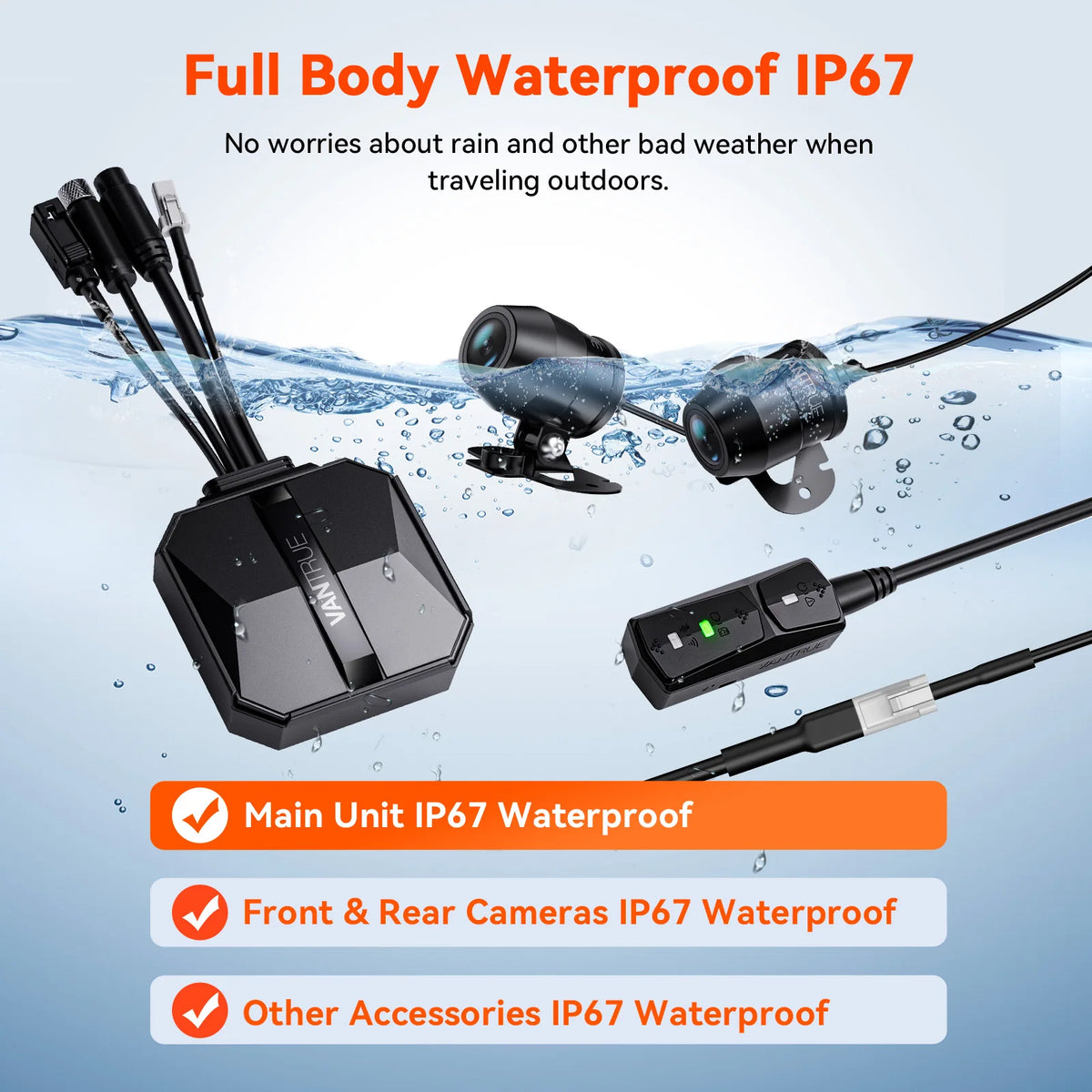 Vantrue F1 4K Dual Motorcycle Dash Cam with GPS & Wi-Fi