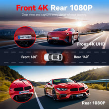 Load image into Gallery viewer, REDTIGER A4 4K Front + 1080P Rear WiFi GPS Voice Control Dash Cam