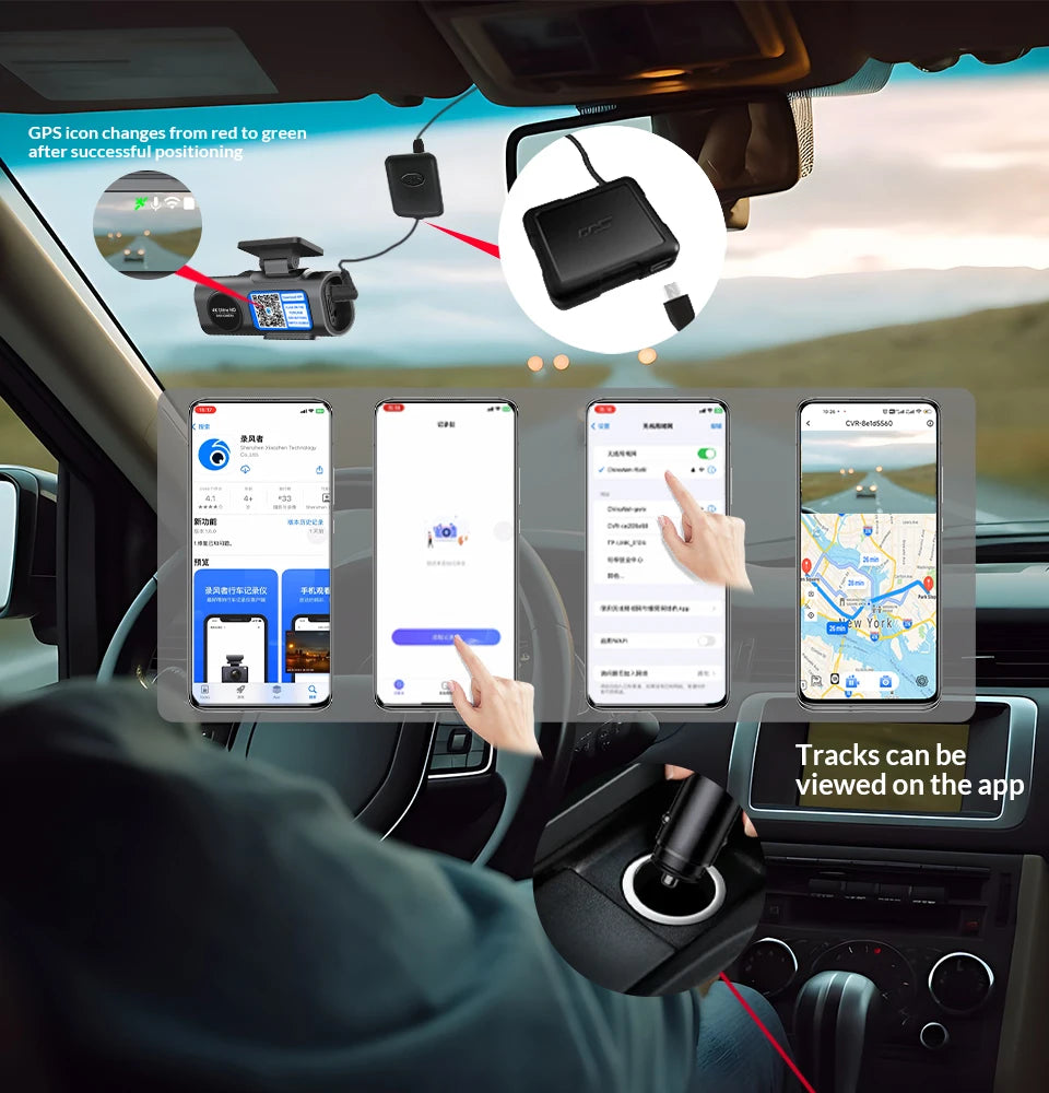 EyeonRoad 2-Channel 4K UHD Dash Cam with GPS and WiFi support