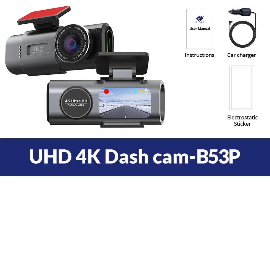 EyeonRoad 2-Channel 4K UHD Dash Cam with GPS and WiFi support