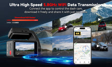Load image into Gallery viewer, REDTIGER A4 4K Front + 1080P Rear WiFi GPS Voice Control Dash Cam