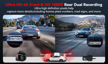 Load image into Gallery viewer, REDTIGER A4 4K Front + 1080P Rear WiFi GPS Voice Control Dash Cam