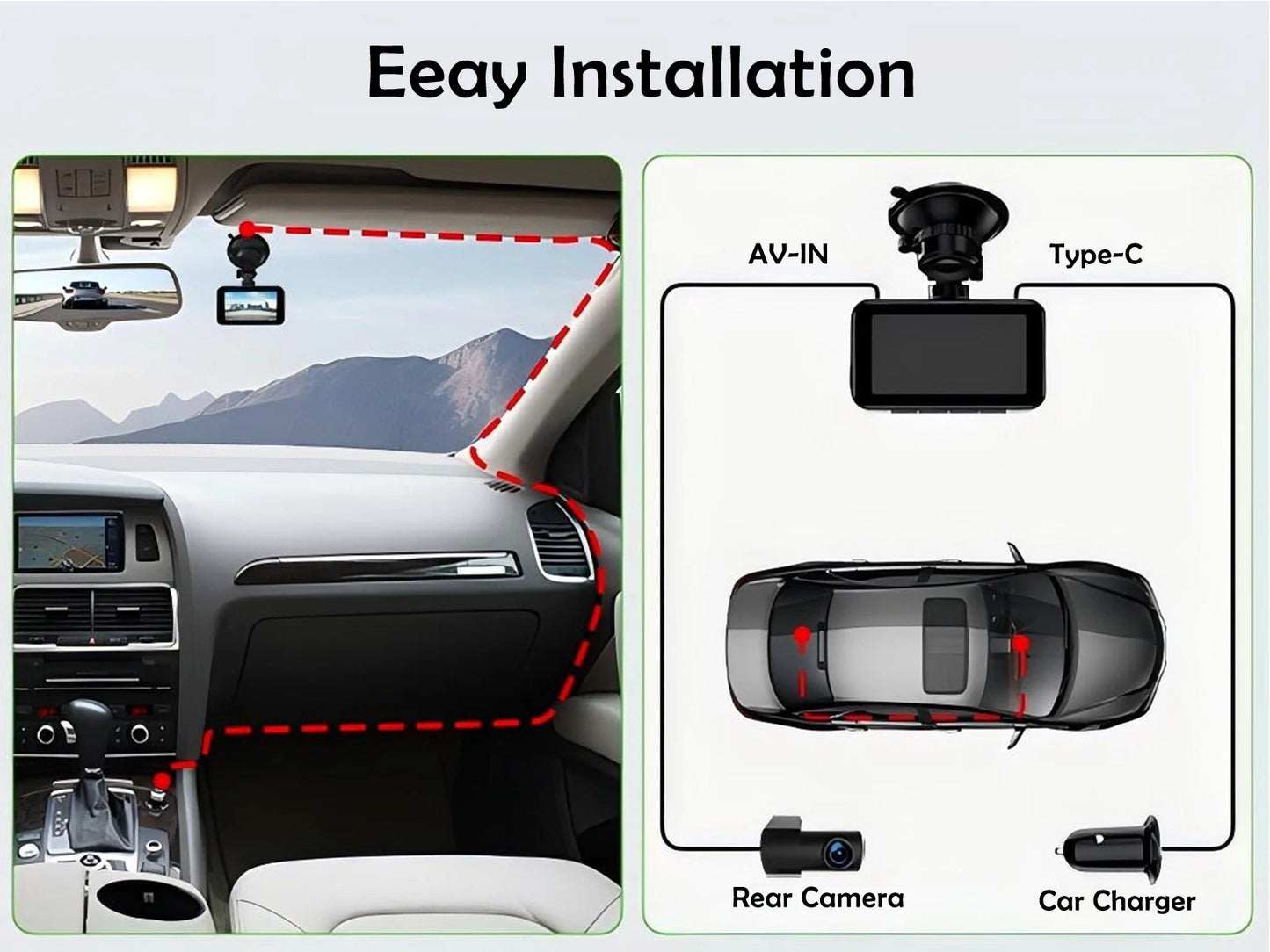 EyeOnRoads R4 4K Dual Dash Cam with Wi-Fi & Night Vision