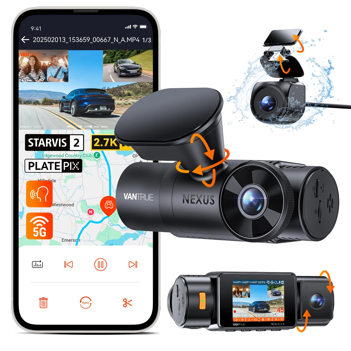 Vantrue N4S Standard Pack: dash cam with rear camera and Vantrue app