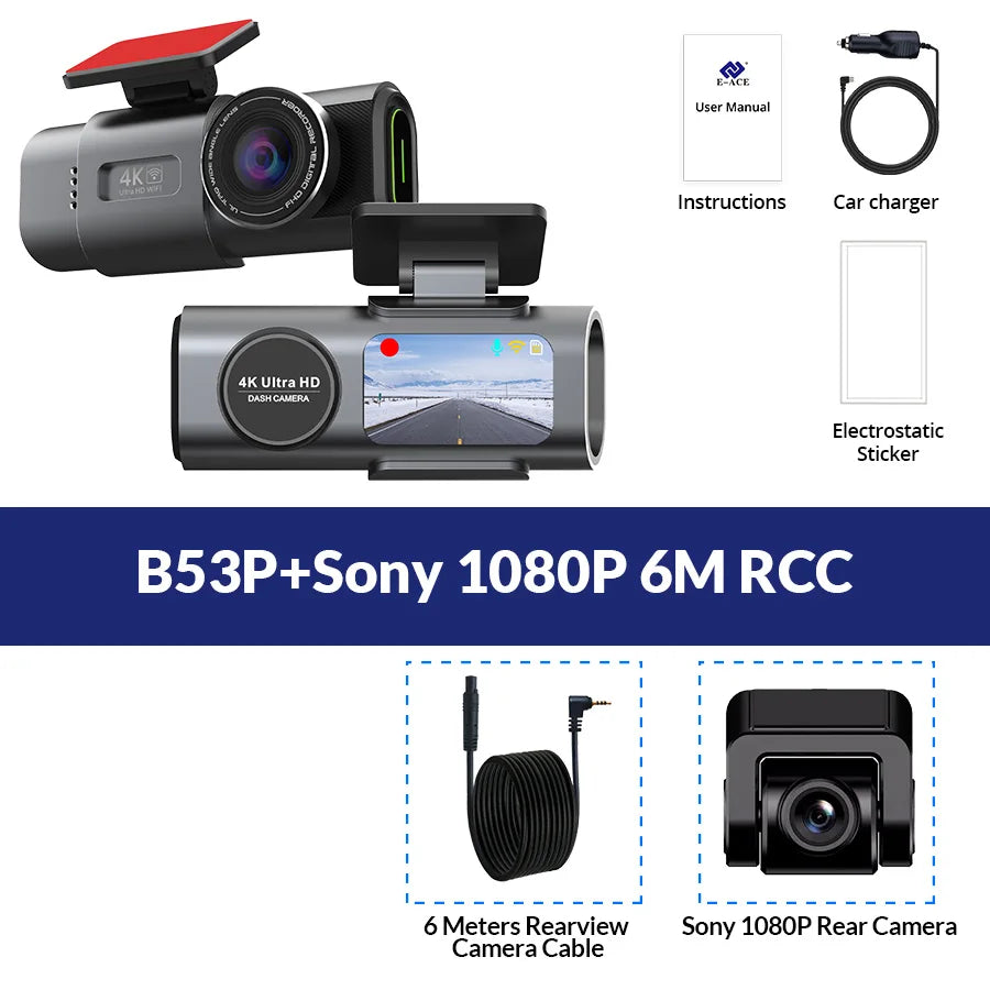 EyeonRoad 2-Channel 4K UHD Dash Cam with GPS and WiFi support