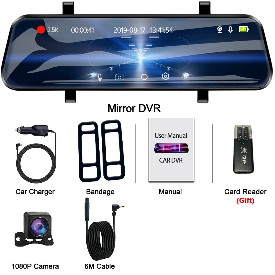 EyeonRoad A37 2.5K Mirror Dash Cam With Rear View Camera and WiFi support