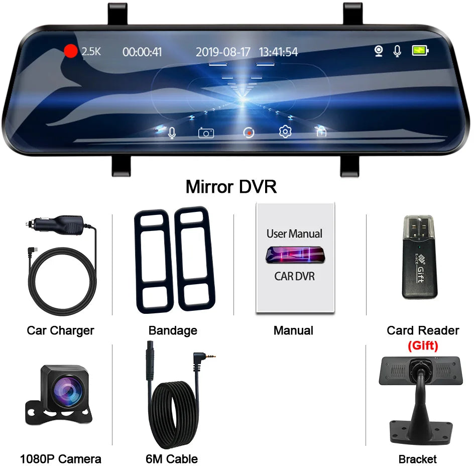 EyeonRoad A37 2.5K Mirror Dash Cam With Rear View Camera and WiFi support