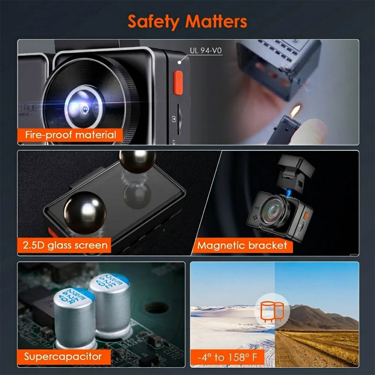 Vantrue Element 2 (E2) 2.7K Dual Dash Cam with 5GHz Wi-Fi & GPS