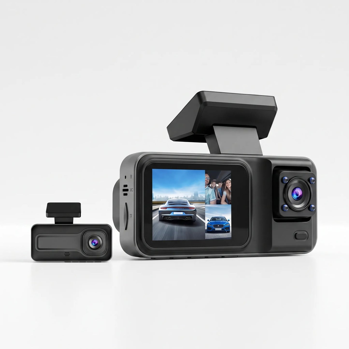 EyeOnRoad R3 3-Channel Dash Cam | 1080P Front, Cabin & Rear View
