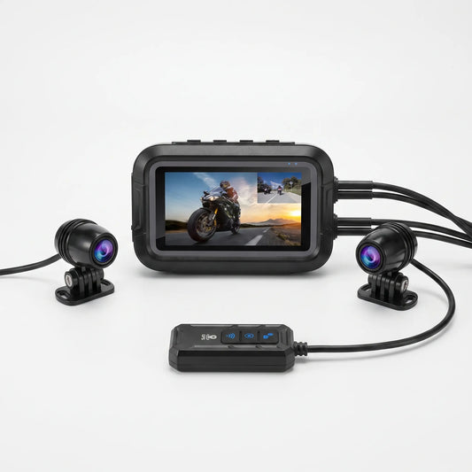 Eyeonroads M1 Motorcycle Dash Cam Dual 1080P, Built-in WiFi GPS, IP67 Waterproof, Night Vision, Support up to 128GB Card