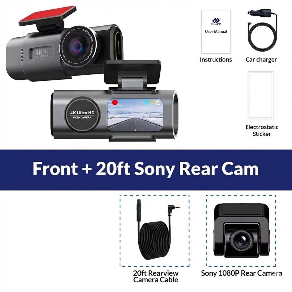 EyeOnRoads B53P 4K UHD Dash Cam | GPS, WiFi & Sony Night Vision