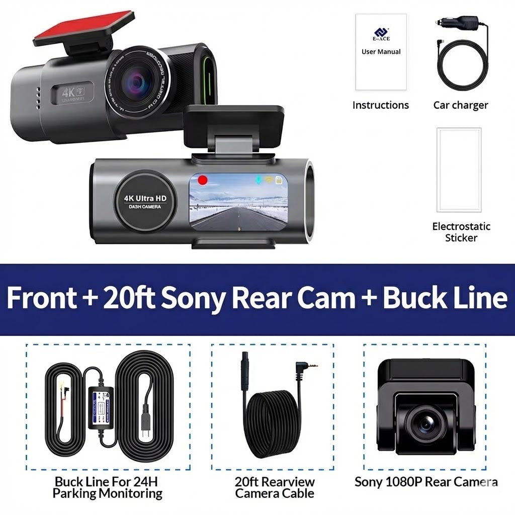 EyeOnRoads B53P 4K UHD Dash Cam | GPS, WiFi & Sony Night Vision