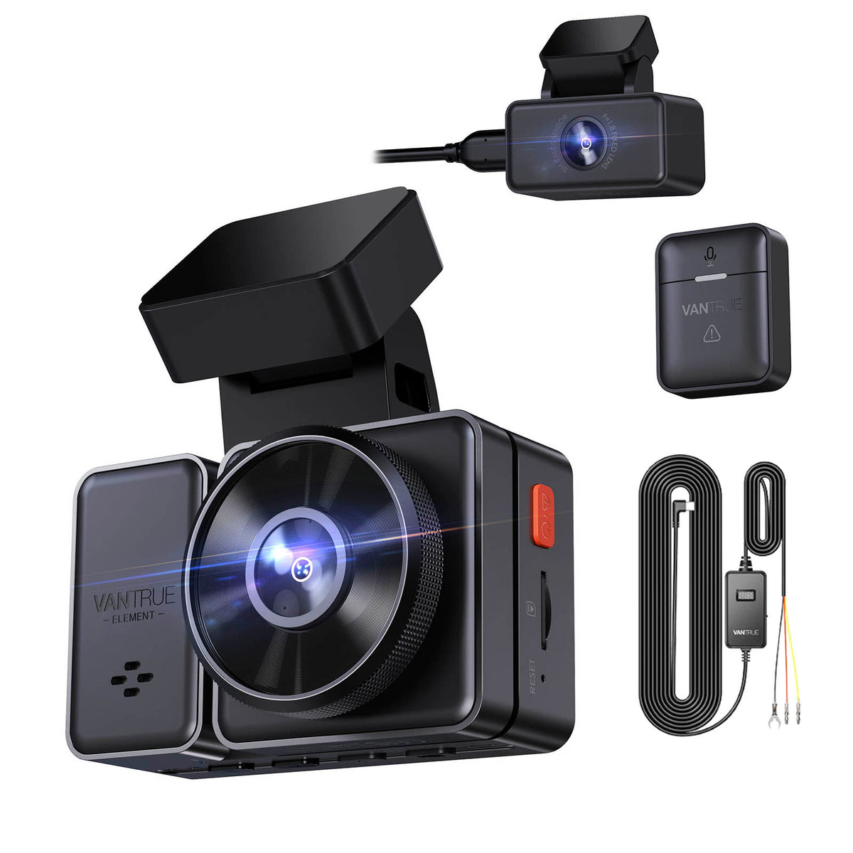 Vantrue Element 2 (E2) 2.7K Dual Dash Cam with 5GHz Wi-Fi & GPS