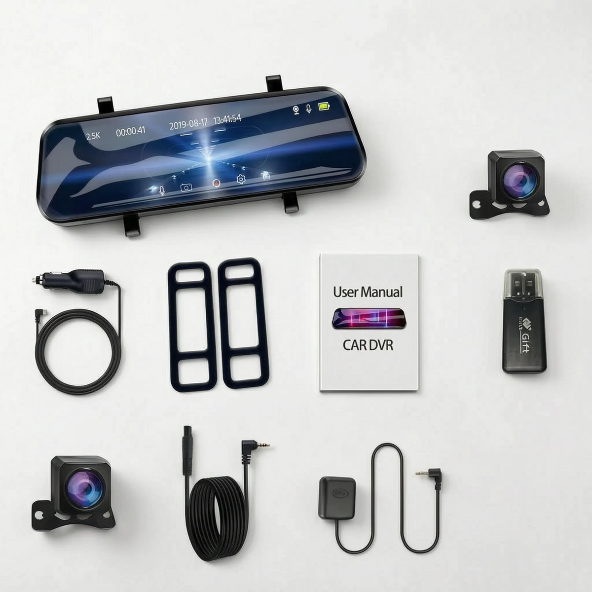 EyeOnRoads A37 2.5K Mirror Dash Cam | 10" IPS Touch Screen Dual DVR