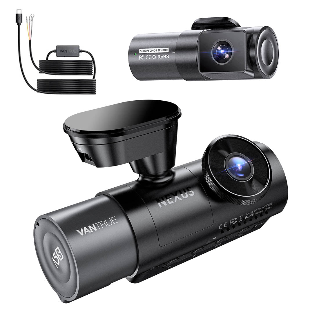 Vantrue N5S Parking Kit Bundle VP03: dash cam, rear camera and hardwire kit for parking mode